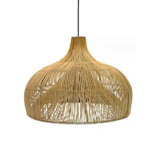 ZOWALA - Bohemian Natural Woven Wide Dome Pendant Light Image - 9