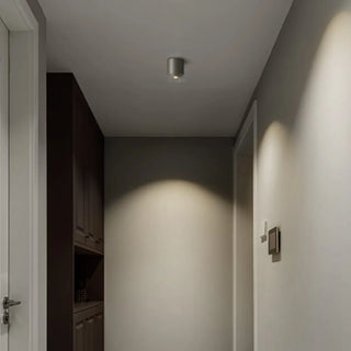 ZOWALA - Minimalist Nickel Cylinder Flush Mount Hallway Light Image - 2