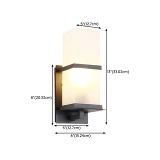 Minimalist Square Black Metal Outdoor LED Wall Light Zawala #size
