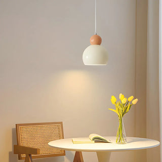 ZOWALA - Modern Minimalist Metal Beige Dome Bedroom Pendant Light Image - 2