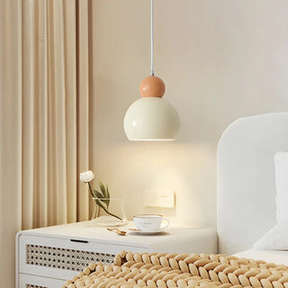 ZOWALA - Modern Minimalist Metal Beige Dome Bedroom Pendant Light Image - 3