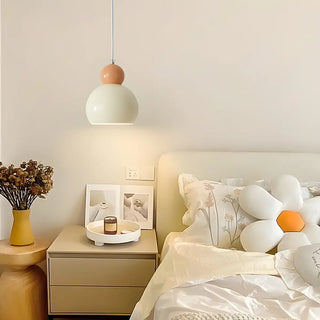 ZOWALA - Modern Minimalist Metal Beige Dome Bedroom Pendant Light Image - 4