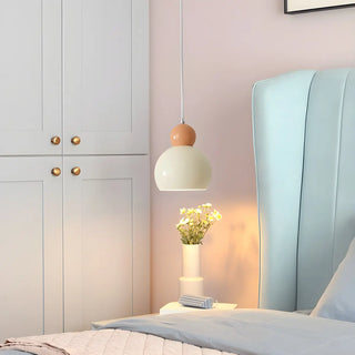 ZOWALA - Modern Minimalist Metal Beige Dome Bedroom Pendant Light Image - 5