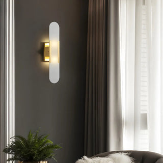 Minimalist Oval Marble Alabaster White Wall Sconce Zawala Image - 1