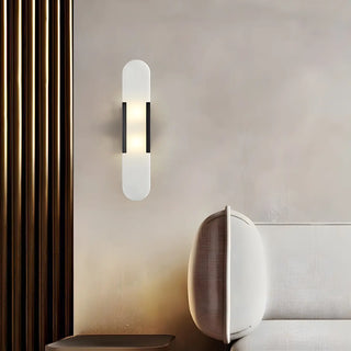 Minimalist Oval Marble Alabaster White Wall Sconce Zawala Image - 2