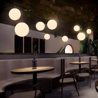 ZOWALA - Modern Minimalist Restaurant White Globe Pendant Light Image - 2