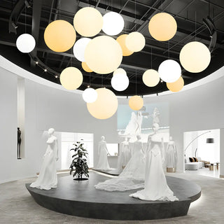 ZOWALA - Modern Minimalist Restaurant White Globe Pendant Light Image - 5