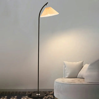ZOWALA - Minimalist Pleated Fabric White Floor Lamp Image - 1