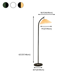ZOWALA - Minimalist Pleated Fabric White Floor Lamp #size