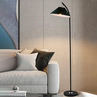 ZOWALA - Minimalist Pleated Fabric White Floor Lamp Image - 2