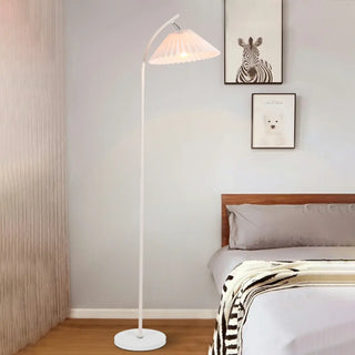 ZOWALA - Minimalist Pleated Fabric White Floor Lamp Image - 3