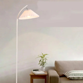 ZOWALA - Minimalist Pleated Fabric White Floor Lamp Image - 8