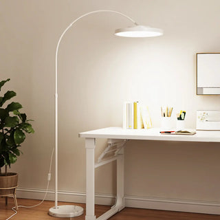 Minimalist White Disc Floor Lamp with Rocker Switch Zawala Image - 3