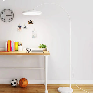 Minimalist White Disc Floor Lamp with Rocker Switch Zawala Image - 4