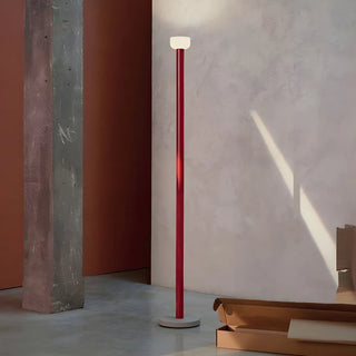 Sleek Red Linear Minimalist Bowl LED Floor Lamp Zawala Image - 1