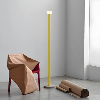 Sleek Red Linear Minimalist Bowl LED Floor Lamp Zawala Image - 2