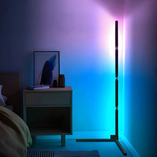 Adjustable RGB Light Minimalist Linear Metal Floor Lamp Zawala Image - 1