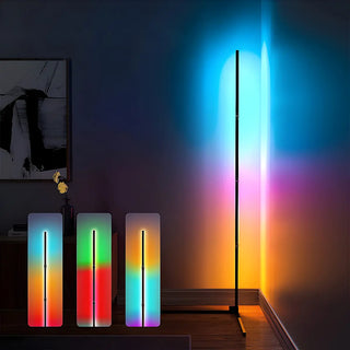 Adjustable RGB Light Minimalist Linear Metal Floor Lamp Zawala Image - 2