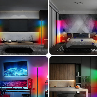 Adjustable RGB Light Minimalist Linear Metal Floor Lamp Zawala Image - 5