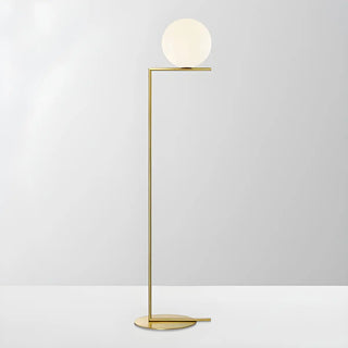 Bedside Minimalist  Globe Glass Shade Brass Floor Lamp Zawala Image - 11