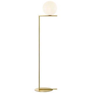 Bedside Minimalist  Globe Glass Shade Brass Floor Lamp Zawala Image - 12