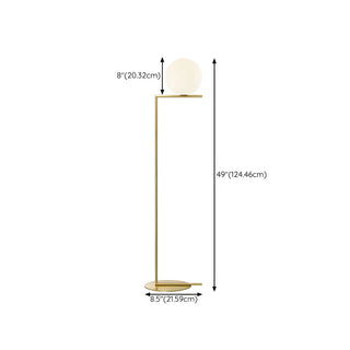Bedside Minimalist  Globe Glass Shade Brass Floor Lamp Zawala #size