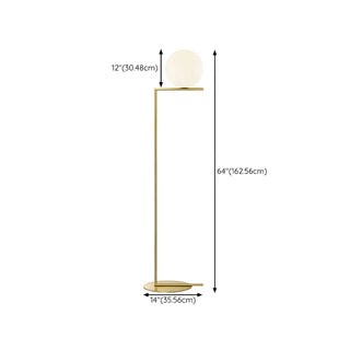 Bedside Minimalist  Globe Glass Shade Brass Floor Lamp Zawala Image - 14