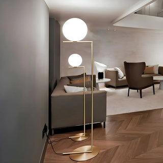Bedside Minimalist  Globe Glass Shade Brass Floor Lamp Zawala Image - 5