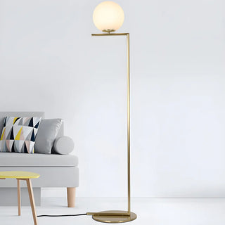 Bedside Minimalist  Globe Glass Shade Brass Floor Lamp Zawala Image - 7