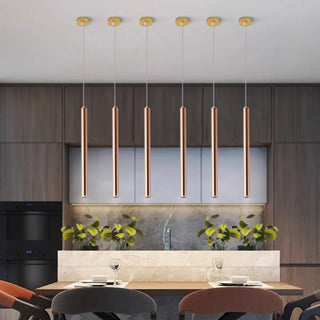 ZOWALA - Minimalist Silver Cylinder Tube Kitchen Island Pendant Light Image - 1