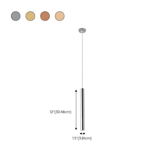 ZOWALA - Minimalist Silver Cylinder Tube Kitchen Island Pendant Light #size