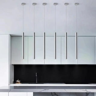 ZOWALA - Minimalist Silver Cylinder Tube Kitchen Island Pendant Light Image - 2