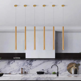 ZOWALA - Minimalist Silver Cylinder Tube Kitchen Island Pendant Light Image - 3