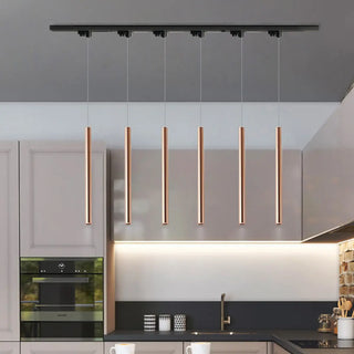 ZOWALA - Minimalist Silver Cylinder Tube Kitchen Island Pendant Light Image - 4