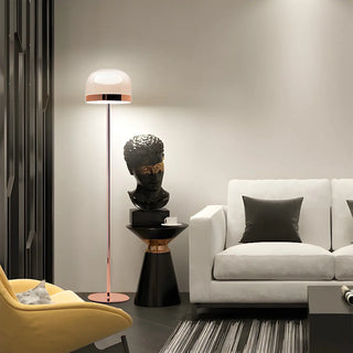 Modern Minimalist Rose Gold Dome Metal Floor Lamp Zawala Image - 6