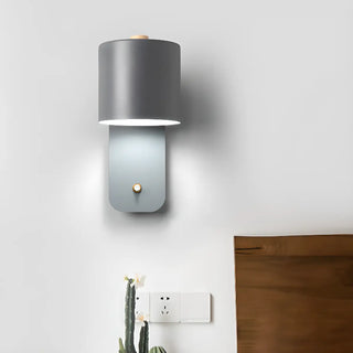 Modern Black Cylindrical Metal Wall Lamp Sconce Zawala Image - 2