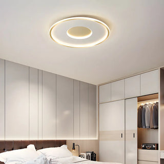 Minimalist Gold Round LED Flush Mount Ceiling Light Zawala Image - 1
