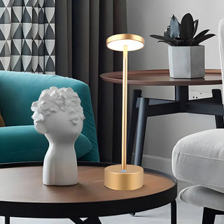 Minimalist Gold Round Geometric Metal Decor Table Lamp Zawala Image - 1