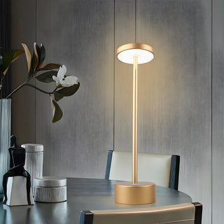 Minimalist Gold Round Geometric Metal Decor Table Lamp Zawala Image - 2