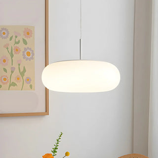 Modern Round Glass Pendant Light Dining Room White Zawala Image - 1