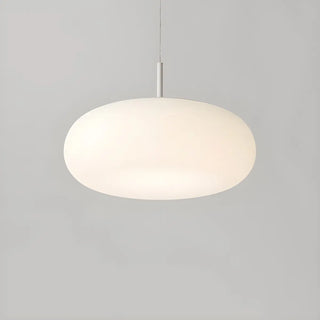 Modern Round Glass Pendant Light Dining Room White Zawala Image - 11