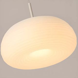 Modern Round Glass Pendant Light Dining Room White Zawala Image - 13