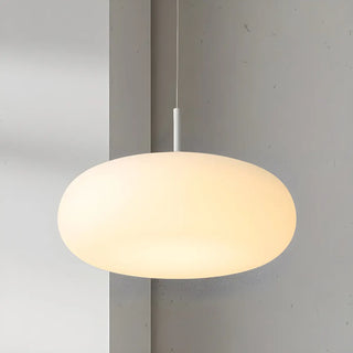 Modern Round Glass Pendant Light Dining Room White Zawala Image - 4