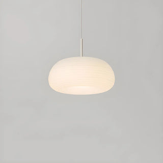 Modern Round Glass Pendant Light Dining Room White Zawala Image - 5