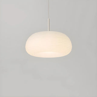 Modern Round Glass Pendant Light Dining Room White Zawala Image - 6