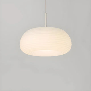 Modern Round Glass Pendant Light Dining Room White Zawala Image - 7
