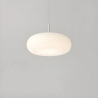 Modern Round Glass Pendant Light Dining Room White Zawala Image - 8