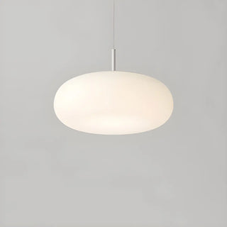 Modern Round Glass Pendant Light Dining Room White Zawala Image - 9
