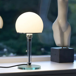 Minimalist Bedroom Modern Silver Dome Glass Table Lamp Zawala Image - 2