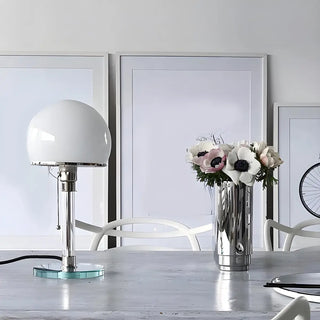 Minimalist Bedroom Modern Silver Dome Glass Table Lamp Zawala Image - 5